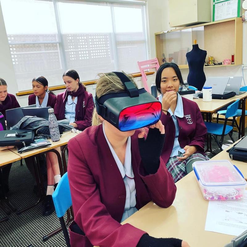 Brigidine College in Australia using DPVR VR Headsets for Student Education with Wild At Home VR Software about animals