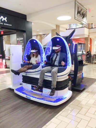 DPVR Virtual Reality Headsets used for motion simulators 2 seat at US Macy Department Store