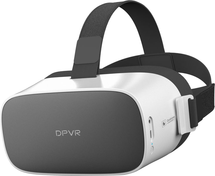 DPVR-P1-PRO-Virtual-Reality-Headset-White-front-side-angle-with-headband